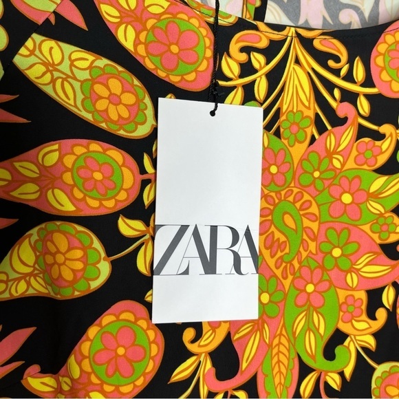 Zara NEW Mini Go-Go Dress Size XS 60's Groovy Floral Open Back - Picture 4 of 9